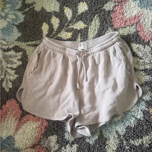 Brandy Melville Light Taupe Waffle Knit Drawstring Shorts